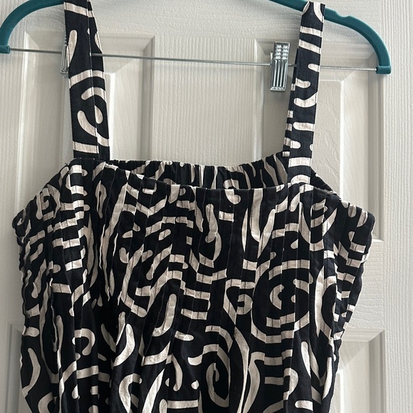 Banana Republic Drapey Linen-Blend Mini Dress Swirl Abstract Black Beige M - Picture 3 of 8